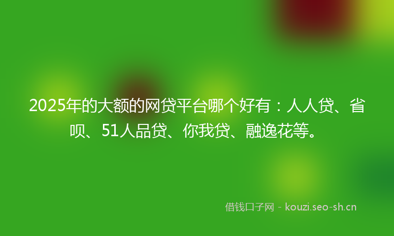 2025年的大额的网贷平台哪个好有：人人贷、省呗、51人品贷、你我贷、融逸花等。