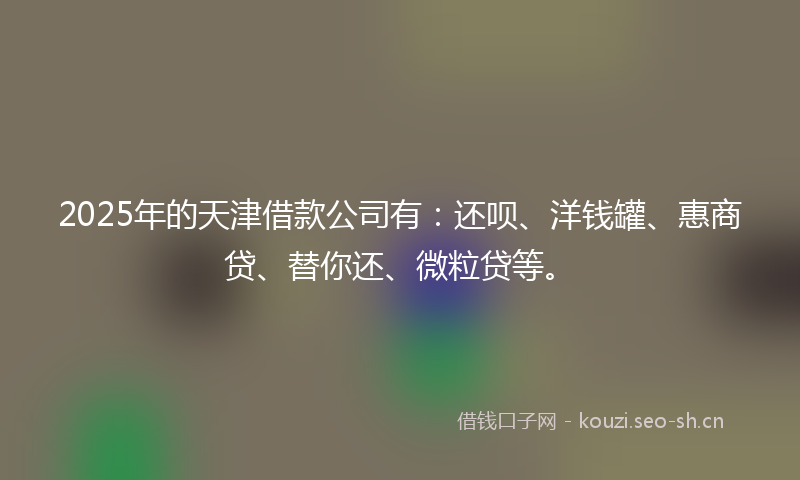 2025年的天津借款公司有：还呗、洋钱罐、惠商贷、替你还、微粒贷等。