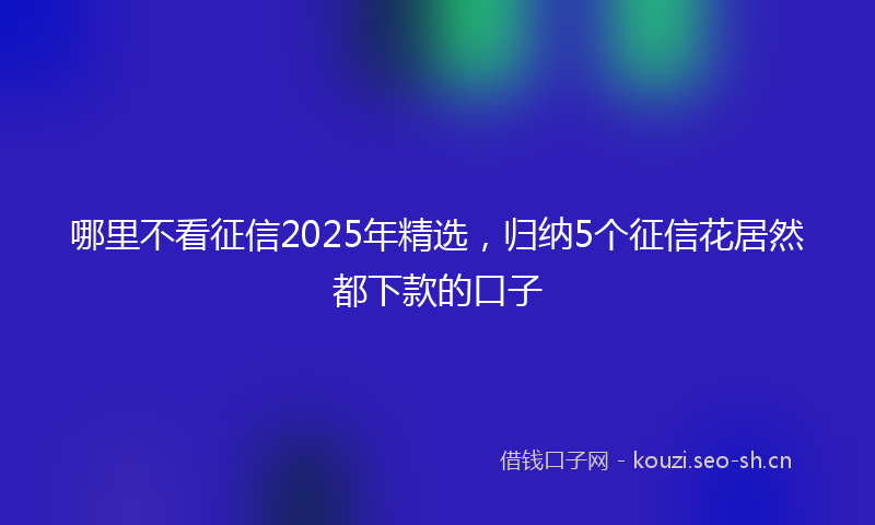 哪里不看征信2025年精选，归纳5个征信花居然都下款的口子