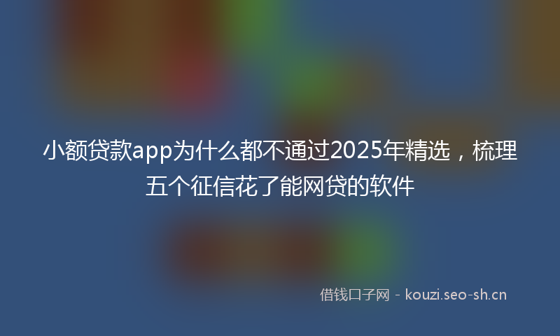 小额贷款app为什么都不通过2025年精选，梳理五个征信花了能网贷的软件