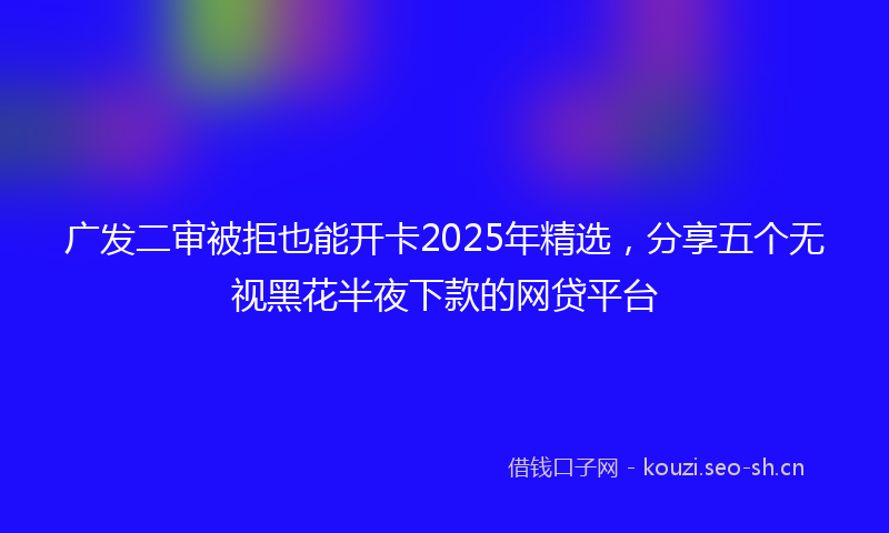 广发二审被拒也能开卡2025年精选，分享五个无视黑花半夜下款的网贷平台