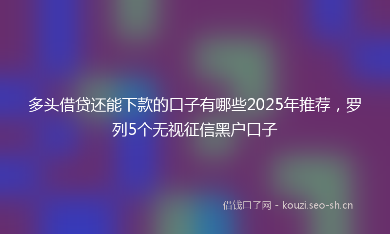 多头借贷还能下款的口子有哪些2025年推荐，罗列5个无视征信黑户口子