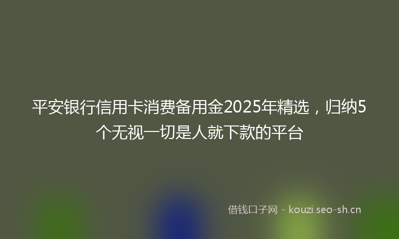 平安银行信用卡消费备用金2025年精选，归纳5个无视一切是人就下款的平台