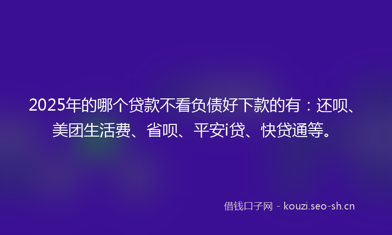 2025年的哪个贷款不看负债好下款的有：还呗、美团生活费、省呗、平安i贷、快贷通等。