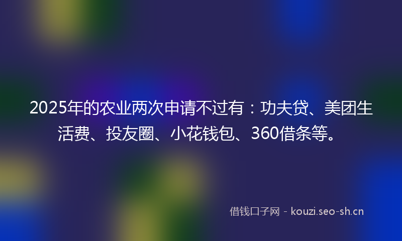2025年的农业两次申请不过有：功夫贷、美团生活费、投友圈、小花钱包、360借条等。
