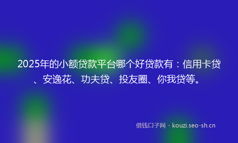 2025年的小额贷款平台哪个好贷款有：信用卡贷、安逸花、功夫贷、投友圈、你我贷等。