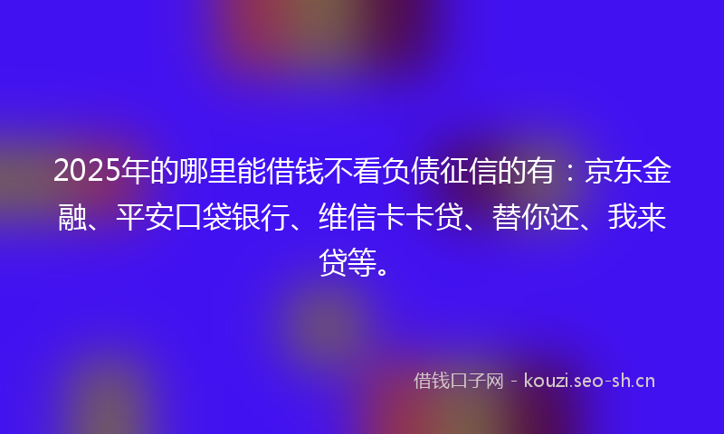 2025年的哪里能借钱不看负债征信的有：京东金融、平安口袋银行、维信卡卡贷、替你还、我来贷等。