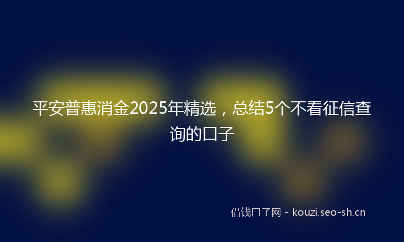 平安普惠消金2025年精选,总结5个不看征信查询的口子