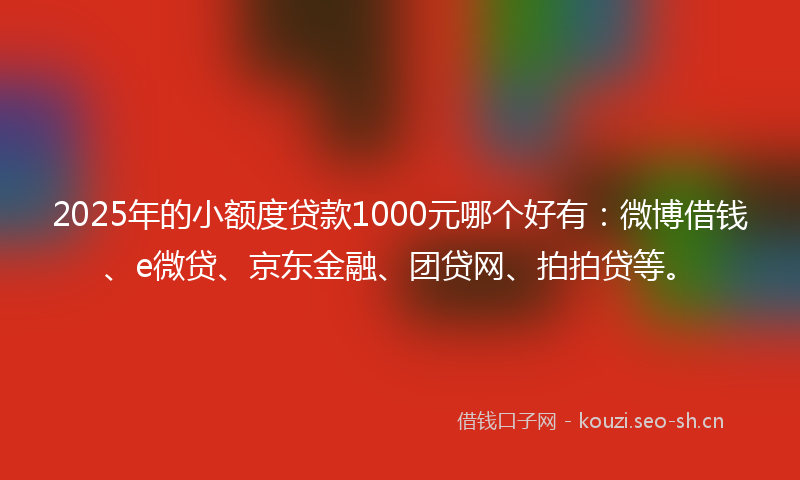 2025年的小额度贷款1000元哪个好有：微博借钱、e微贷、京东金融、团贷网、拍拍贷等。