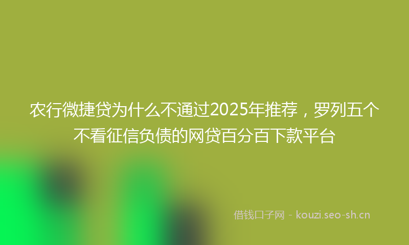农行微捷贷为什么不通过2025年推荐，罗列五个不看征信负债的网贷百分百下款平台