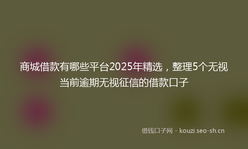 商城借款有哪些平台2025年精选，整理5个无视当前逾期无视征信的借款口子