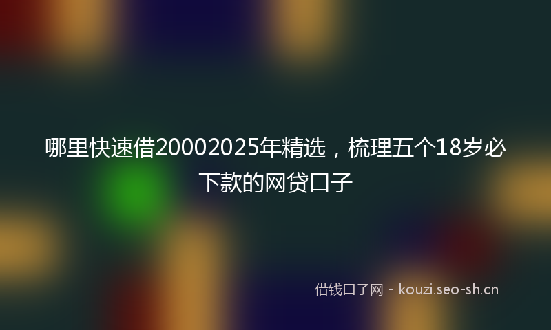 哪里快速借20002025年精选，梳理五个18岁必下款的网贷口子