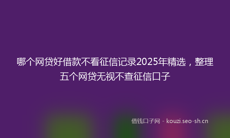 哪个网贷好借款不看征信记录2025年精选，整理五个网贷无视不查征信口子