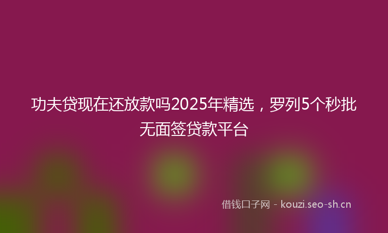 功夫贷现在还放款吗2025年精选，罗列5个秒批无面签贷款平台