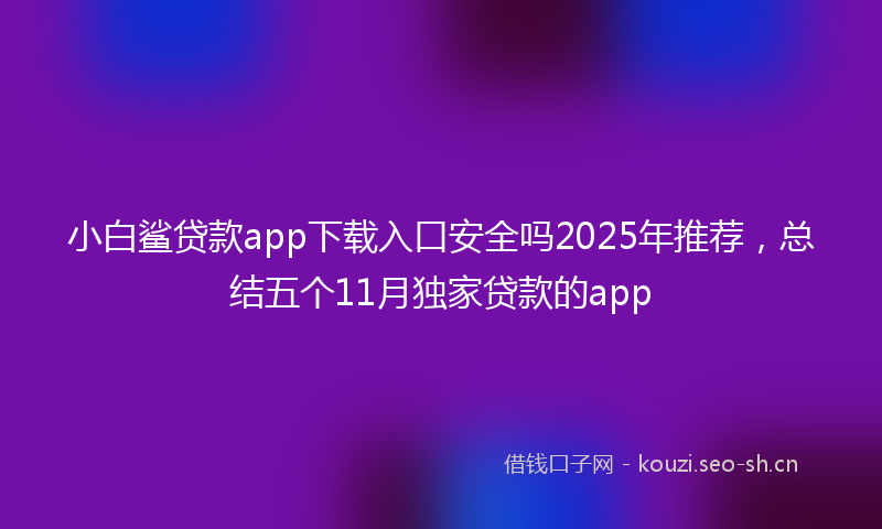 小白鲨贷款app下载入口安全吗2025年推荐，总结五个11月独家贷款的app