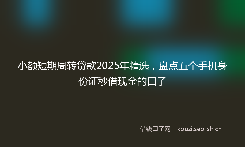 小额短期周转贷款2025年精选，盘点五个手机身份证秒借现金的口子