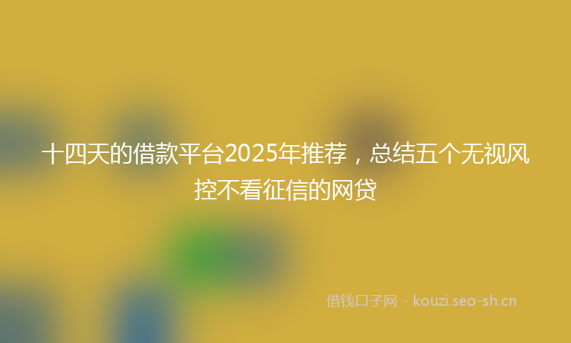十四天的借款平台2025年推荐，总结五个无视风控不看征信的网贷