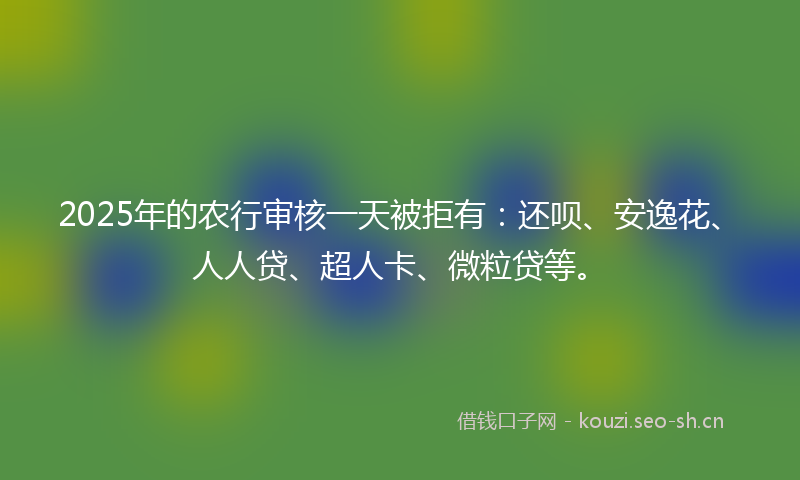 2025年的农行审核一天被拒有：还呗、安逸花、人人贷、超人卡、微粒贷等。