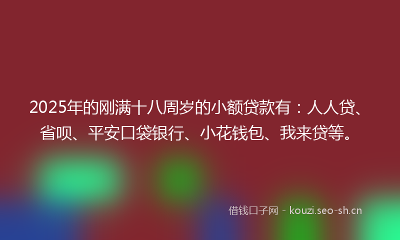 2025年的刚满十八周岁的小额贷款有：人人贷、省呗、平安口袋银行、小花钱包、我来贷等。