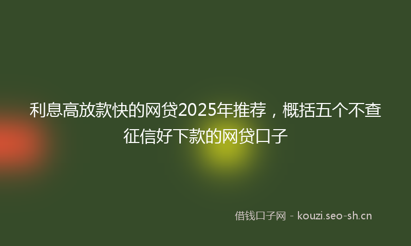 利息高放款快的网贷2025年推荐，概括五个不查征信好下款的网贷口子
