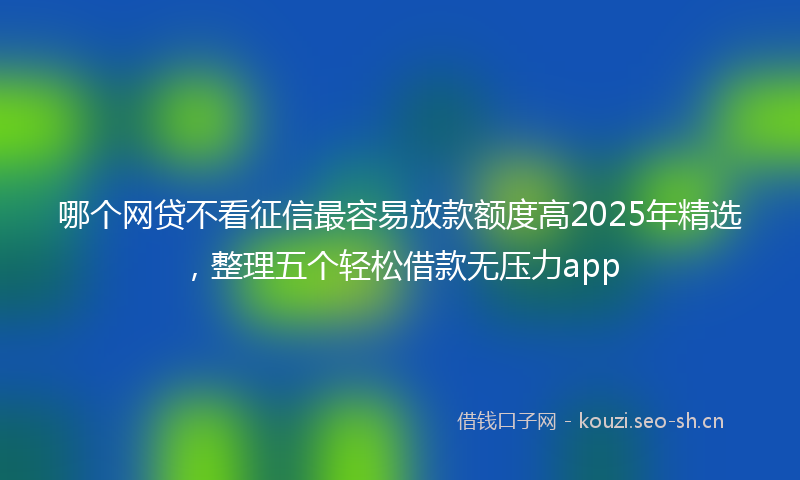 哪个网贷不看征信最容易放款额度高2025年精选，整理五个轻松借款无压力app
