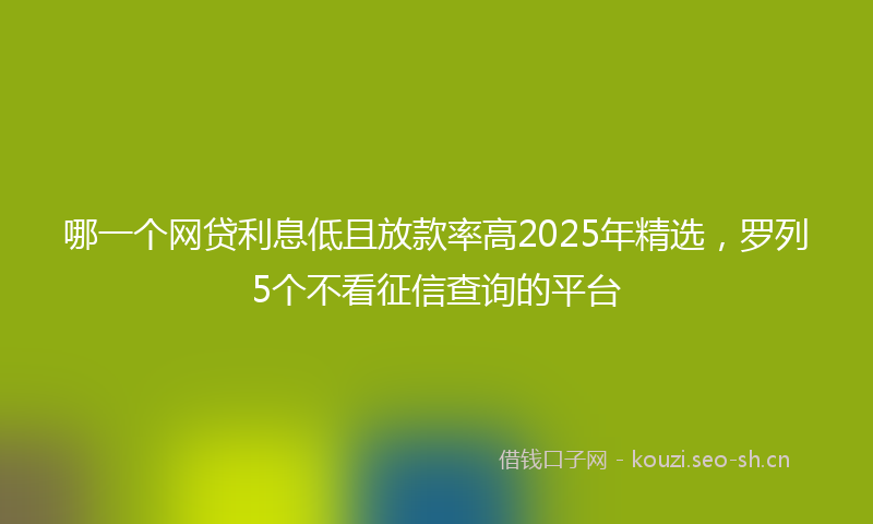 哪一个网贷利息低且放款率高2025年精选，罗列5个不看征信查询的平台