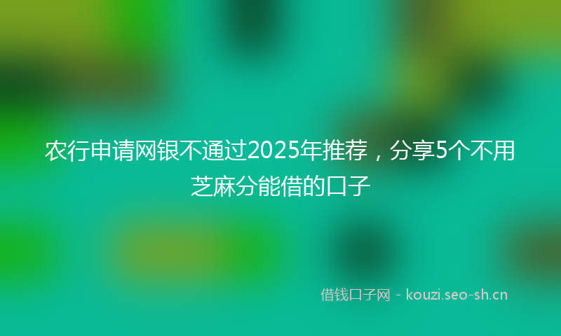 农行申请网银不通过2025年推荐，分享5个不用芝麻分能借的口子
