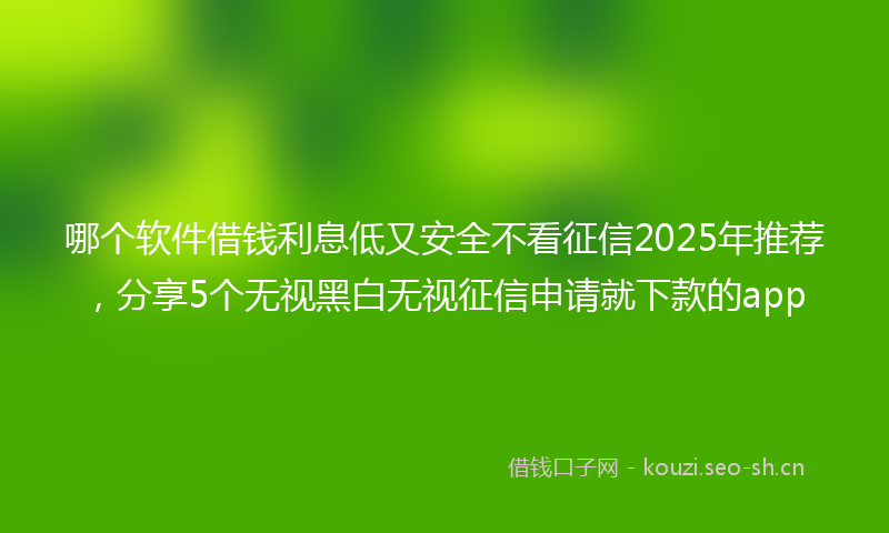 哪个软件借钱利息低又安全不看征信2025年推荐,分享5个无视黑白无视征信申请就下款的app