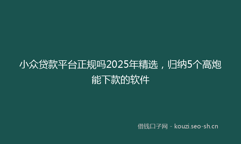 小众贷款平台正规吗2025年精选，归纳5个高炮能下款的软件