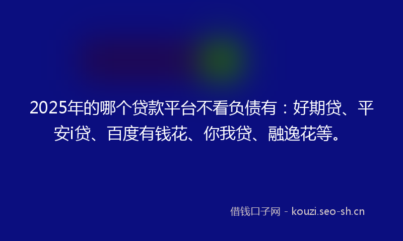 2025年的哪个贷款平台不看负债有：好期贷、平安i贷、百度有钱花、你我贷、融逸花等。