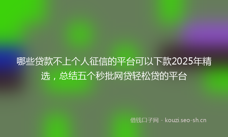哪些贷款不上个人征信的平台可以下款2025年精选，总结五个秒批网贷轻松贷的平台