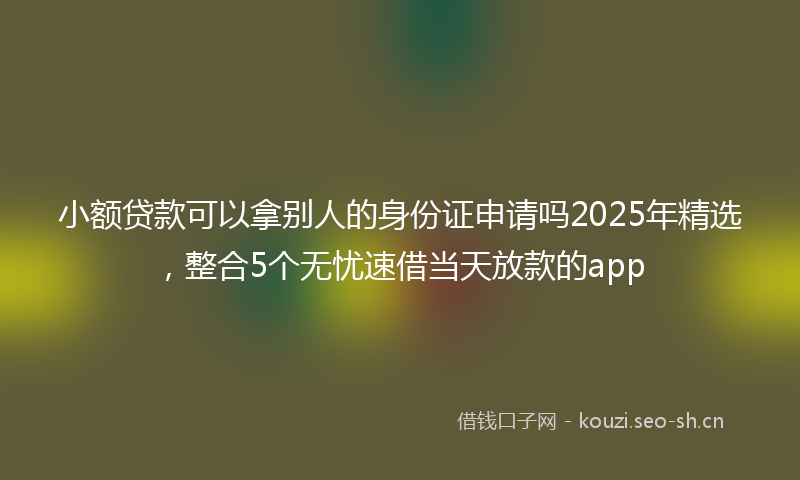 小额贷款可以拿别人的身份证申请吗2025年精选，整合5个无忧速借当天放款的app