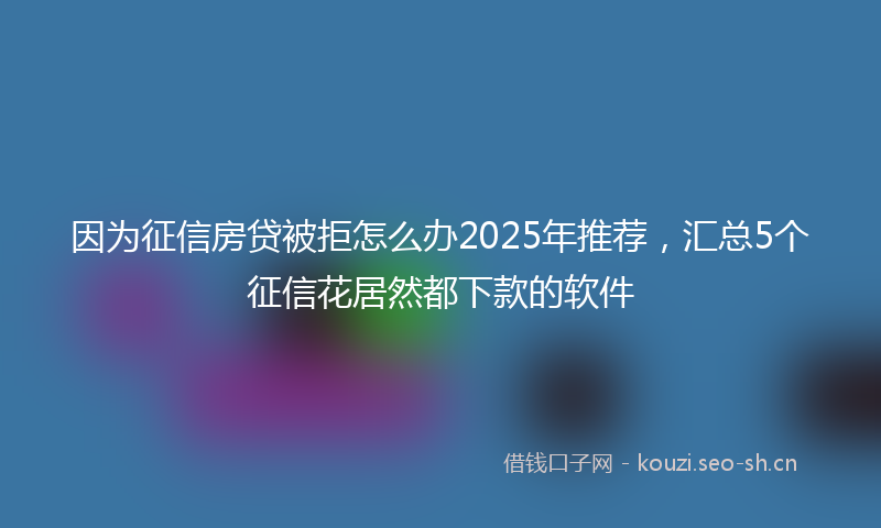 因为征信房贷被拒怎么办2025年推荐，汇总5个征信花居然都下款的软件