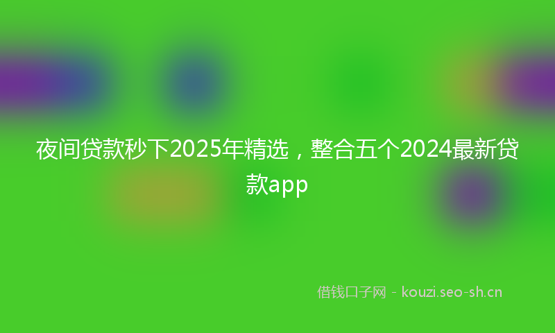 夜间贷款秒下2025年精选，整合五个2024最新贷款app