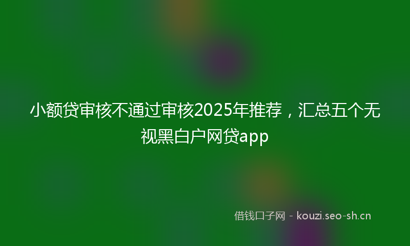 小额贷审核不通过审核2025年推荐,汇总五个无视黑白户网贷app