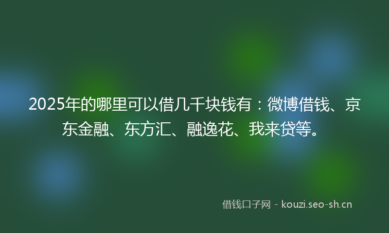 2025年的哪里可以借几千块钱有：微博借钱、京东金融、东方汇、融逸花、我来贷等。