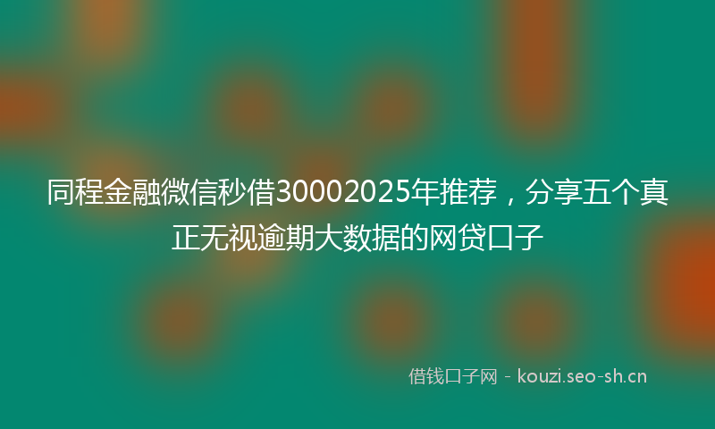 同程金融微信秒借30002025年推荐，分享五个真正无视逾期大数据的网贷口子