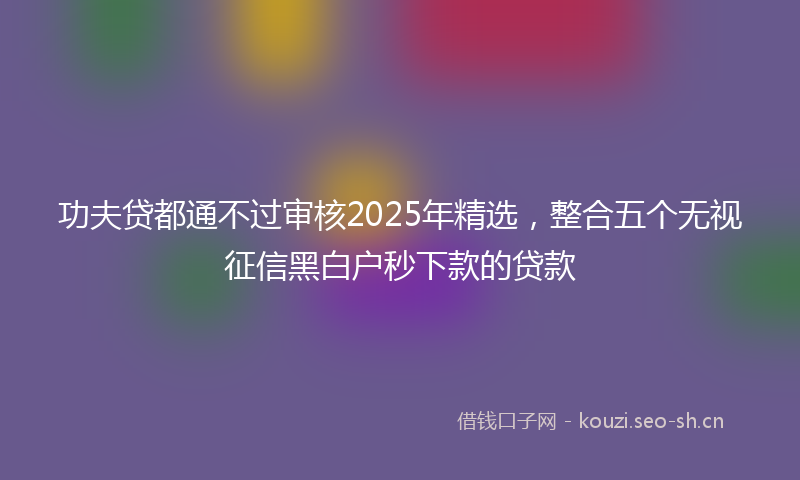 功夫贷都通不过审核2025年精选，整合五个无视征信黑白户秒下款的贷款