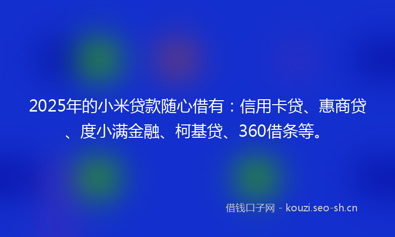2025年的小米贷款随心借有：信用卡贷、惠商贷、度小满金融、柯基贷、360借条等。