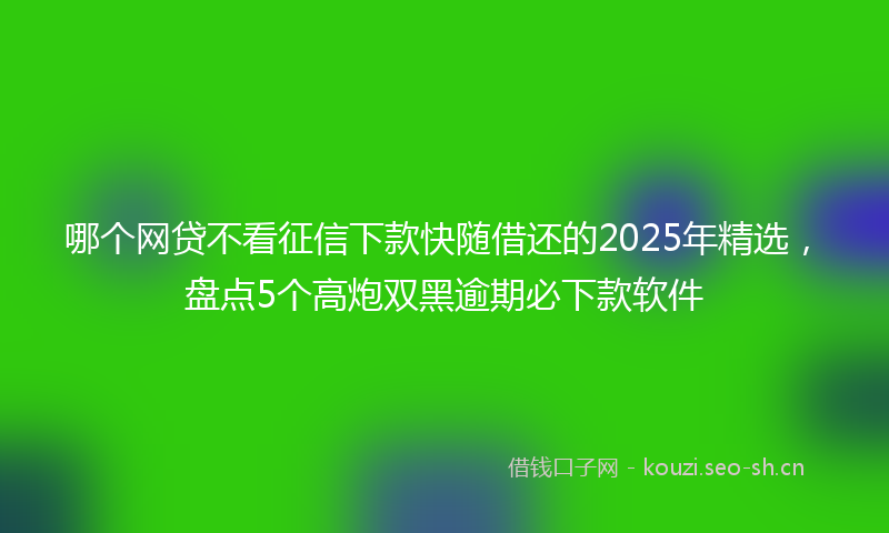 哪个网贷不看征信下款快随借还的2025年精选，盘点5个高炮双黑逾期必下款软件