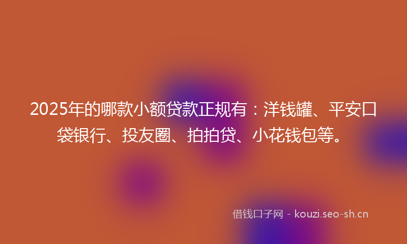 2025年的哪款小额贷款正规有：洋钱罐、平安口袋银行、投友圈、拍拍贷、小花钱包等。