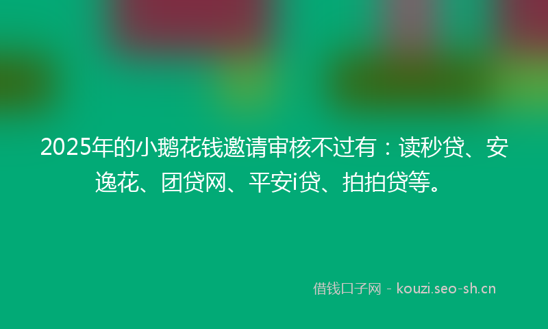 2025年的小鹅花钱邀请审核不过有：读秒贷、安逸花、团贷网、平安i贷、拍拍贷等。
