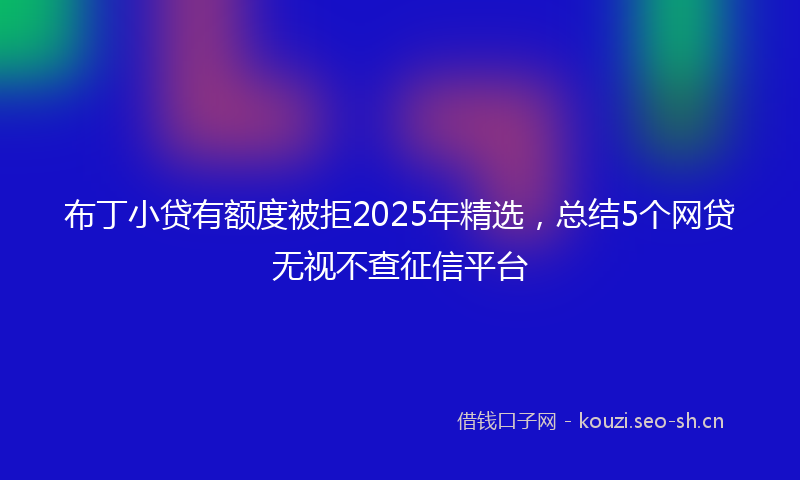 布丁小贷有额度被拒2025年精选，总结5个网贷无视不查征信平台