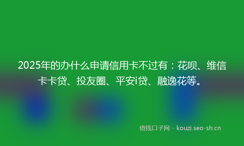 2025年的办什么申请信用卡不过有：花呗、维信卡卡贷、投友圈、平安i贷、融逸花等。