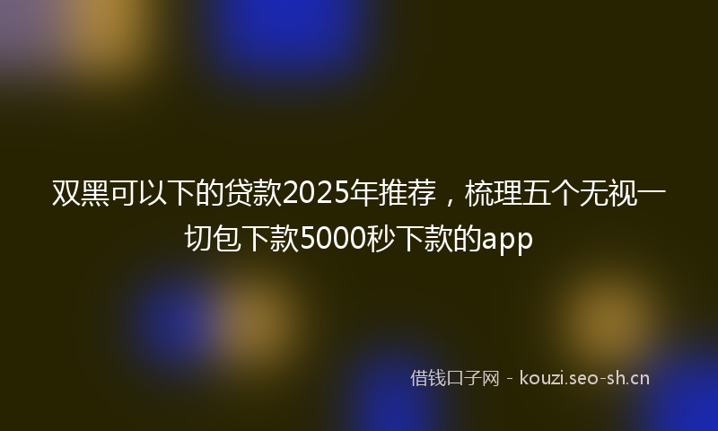 双黑可以下的贷款2025年推荐，梳理五个无视一切包下款5000秒下款的app