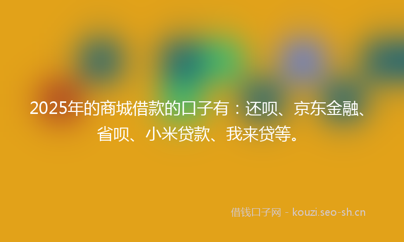 2025年的商城借款的口子有：还呗、京东金融、省呗、小米贷款、我来贷等。