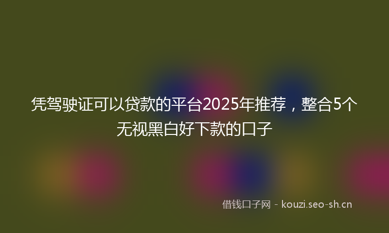 凭驾驶证可以贷款的平台2025年推荐，整合5个无视黑白好下款的口子