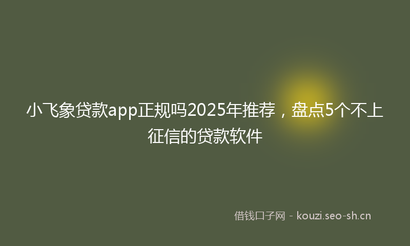 小飞象贷款app正规吗2025年推荐，盘点5个不上征信的贷款软件