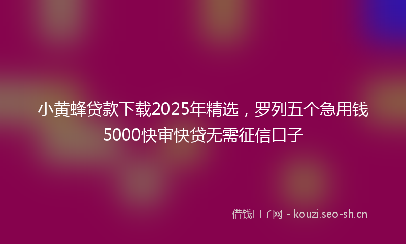 小黄蜂贷款下载2025年精选，罗列五个急用钱5000快审快贷无需征信口子