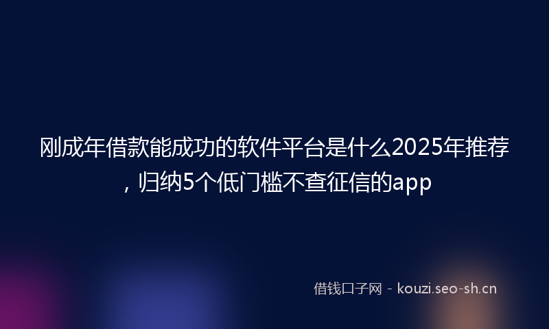 刚成年借款能成功的软件平台是什么2025年推荐，归纳5个低门槛不查征信的app